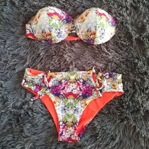 Two piece tropical bathing suit